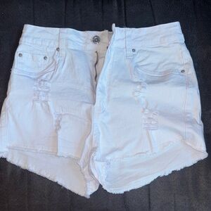 SHEIN White Distressed Jean Shorts